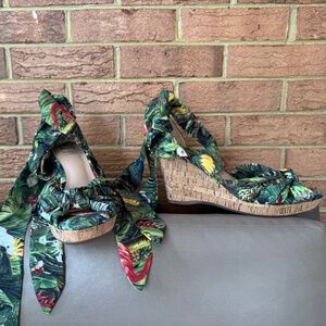 Ohanna Ankle Wrap Wedge Sandal with Memory Foam